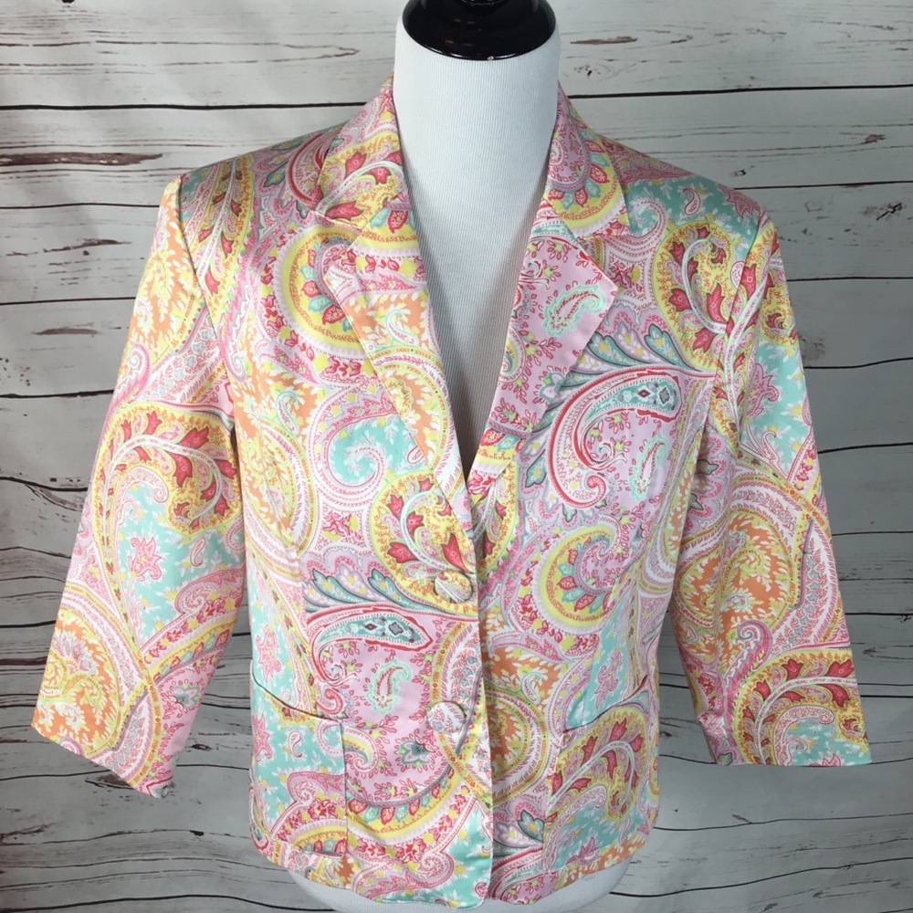 Garden Party Pastel‎ Paisley Jacket Size 12 Summer Career